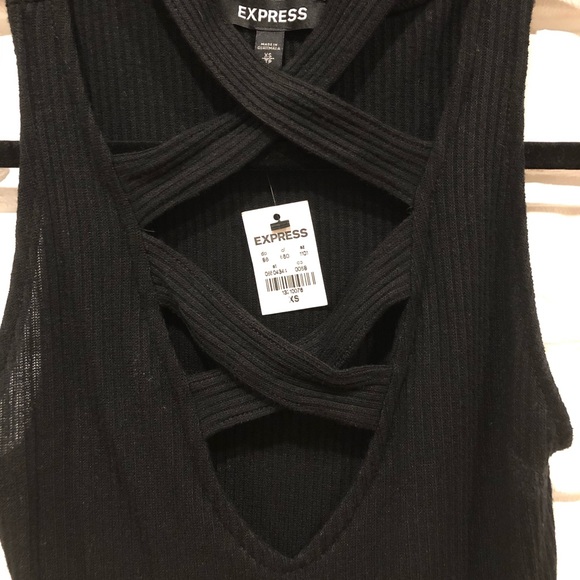 Express knit criss cross black bodysuit - Picture 3 of 3